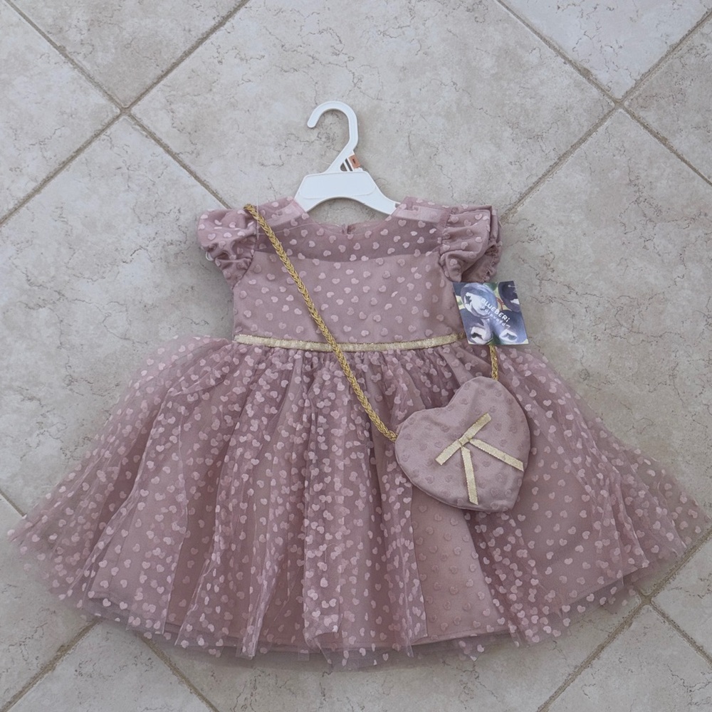 Pink Heart Dress with Heart Purse